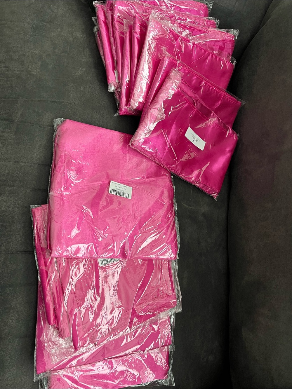 Bright Hot Fuchsia Pink Fabric 72 inch Tablecloths & 50 Chair Sashes Bundles